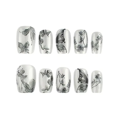 BDQC Чернила Бабочка Осветляющий Элегантность Премиум 20 мм False Nail Короткий LADDER Зеленый Размытый Китайский стиль