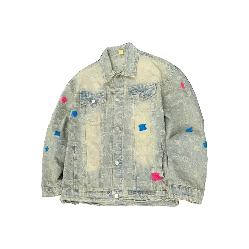 PART/WHOLE Желтый Грязь Вышивка Маленький Цветок Унисекс Джинсовые Куртки