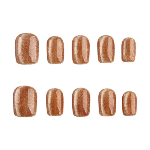 BDQC Осветляющий Нишевый Индивидуальный Кошачий глаз Ручная работа Искусственный Ногтик 15 мм Искусственный Ногтик Короткий LADDER Оранжевый Однотонный