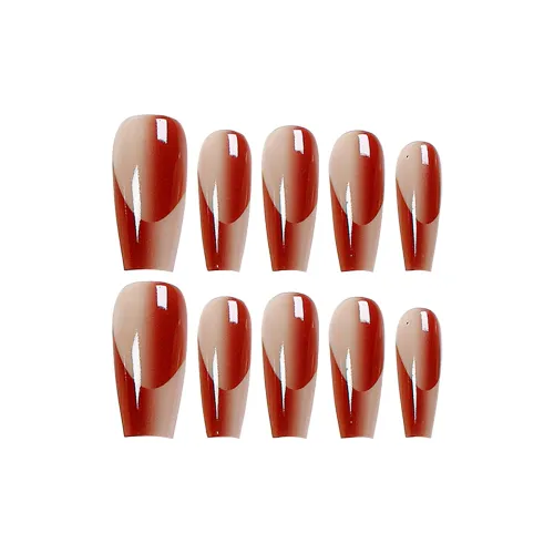 BDQC Французский Градиентный Красный Премиум Внешний вид Белый Модный 25mm False Nail Средний LADDER Красный Градиентный Стиль Инстаграм