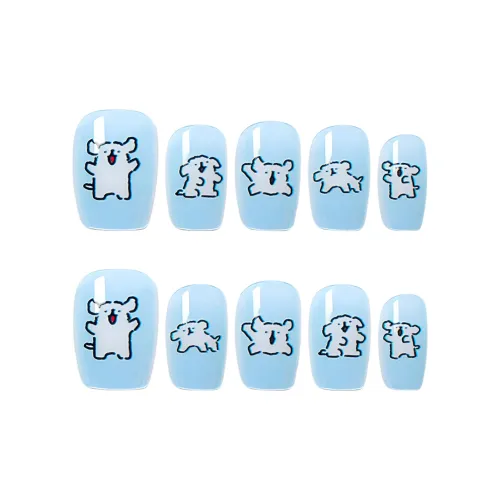 BDQC Синий Милый щенок Осветляющий Линия Веселье Милый Укороченный Nail Art False Nail Короткий LADDER Синий Однотонный Милый