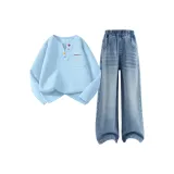 DIHU Длинный крючок и петля Озеро Синий + Однотонный Джинсовый Светлый Синий