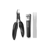 [Черный] Улучшенные клещи для ногтей с углублением + клещи Tubas + стекло для шлифовки ногтей