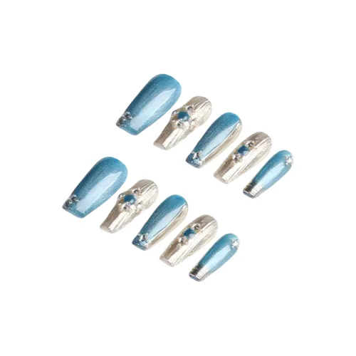 BDQC Boucherat Pure Ручной работы Премиум Кожа Подчеркивающий False Nail Средний LADDER Синий Jump Цвет Милый