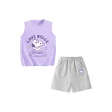 [Девочки 100% хлопок Майка Комплекты Одежды] Фиолетовый Белль