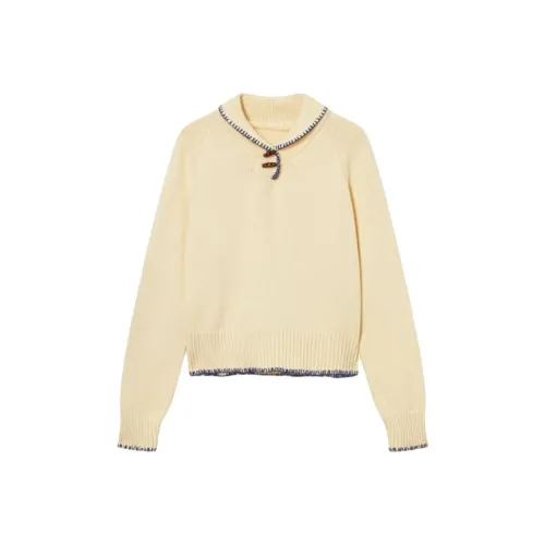 ADXKM Желтый Свитер с воротником Питера Пэна Женские Трикотаж