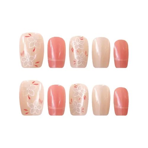 BDQC Китайский стиль Soft Brightening Ручная работа Floral Elegance Укороченный Nail Art 20 мм False Nail