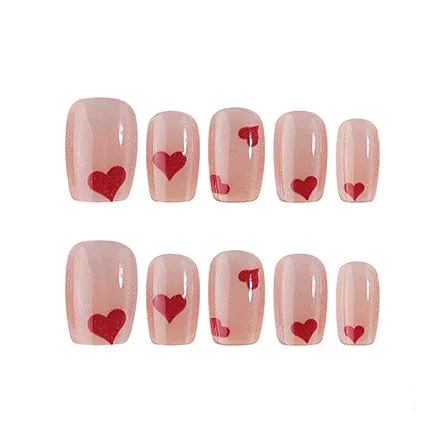 BDQC Sweetheart Cute Brightening Short Nail 20mm False Nail Short LADDER Pink Solid Color Instagram Style