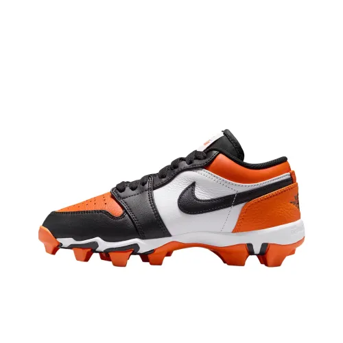 Jordan Air Jordan 1 Устойчивый к истиранию Низкий Топ Детские Баскетбольные Кроссовки Черный Белый Подростки