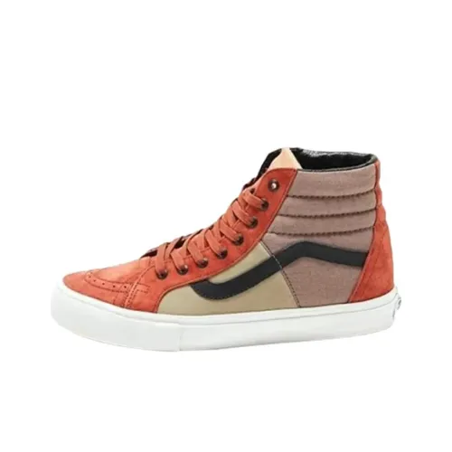The General x Vans Sk8 Hi Высокие Кроссовки для Скейтбординга Унисекс Красные Коричневые