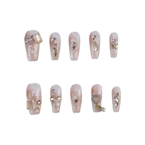 BDQC Мягкий стиль феи градиентный телесный осветляющий сверкающий страз наиль-арт 25 мм искусные ногти средний лестница