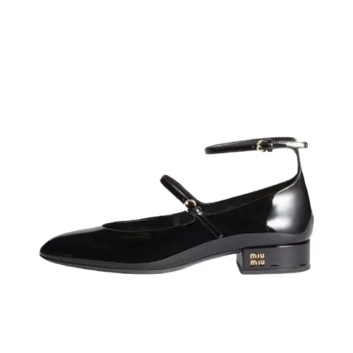 MIU MIU Грубый каблук Туфли Мэри Джейн Женские Черные