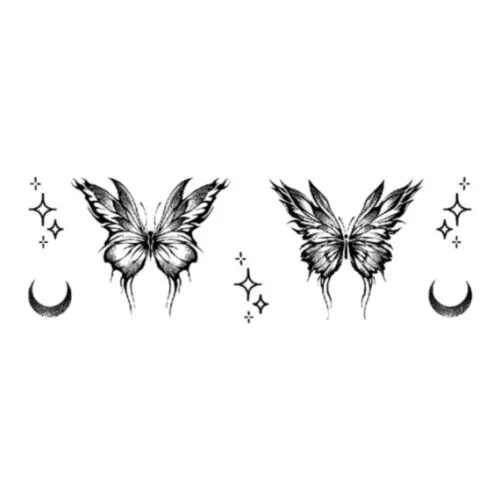 ZAIBIAN Двойной Бабочка Отражающий Луна Травяной Татуировка Наклейка