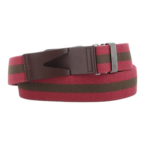 TOD'S Текстильное волокно Ремень Мужской Бордовый Красный 3,5CM