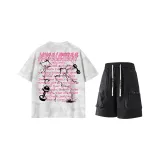 Белая футболка+черные шорты