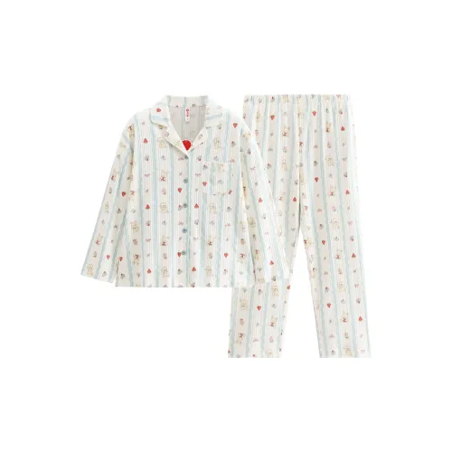 FENTENG FJ26930537 Синие полосы Женские Пижамные комплекты