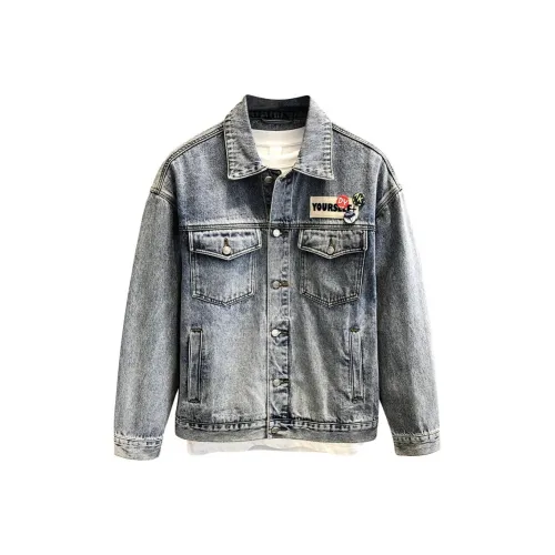 YGQPZHZ Светло-синий Мужской Джинсовые куртки