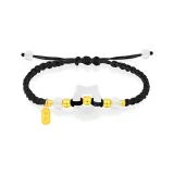 Серебряный браслет из серебра S925 с подвеской в виде звезды и шнурком "Трейс кошки" (черный)