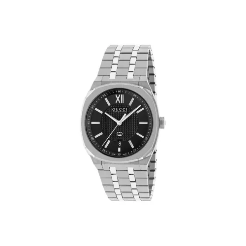 GUCCI 25H Мужские наручные часы Автоматический механический механизм ремешок из нержавеющей стали 40 мм черный циферблат
