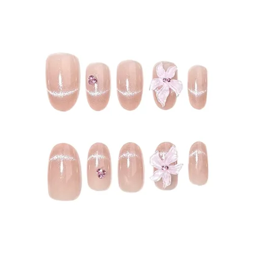 BDQC Soft Pink Gradient с ромбовидным 3D-эффектом Soft Refined False Nail Oval Solid Color Solid Color