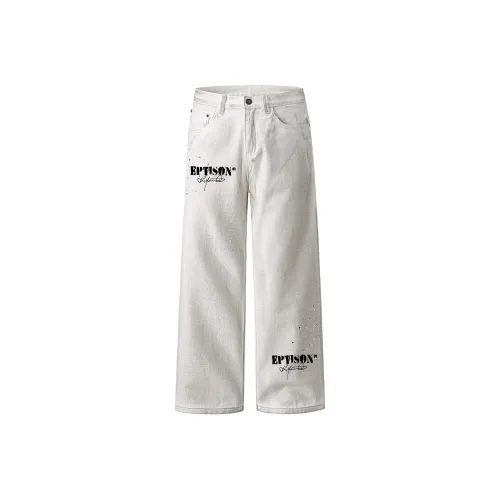 EPTISON Dirty Окрашенные Белые Унисекс Джинсы
