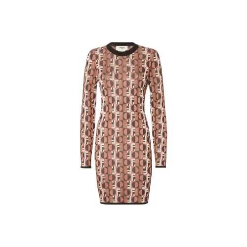 FENDI FW25 Длинное платье с длинными рукавами женское