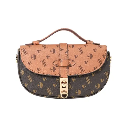 ELLE Ткань Седло Сумка Сумка Женская Кофейная Розовая