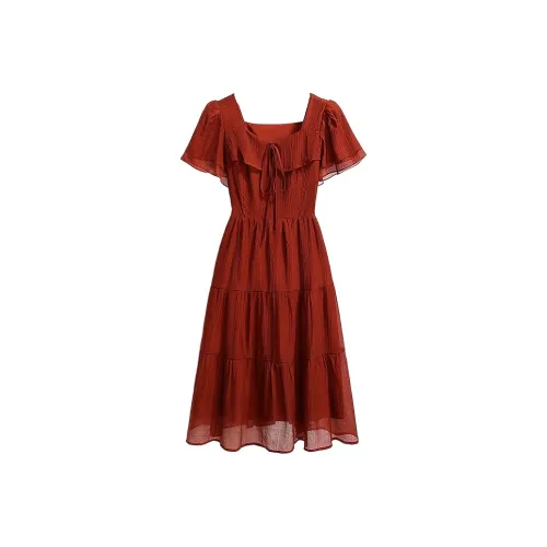 POWXV Короткий рукав Платье Женское