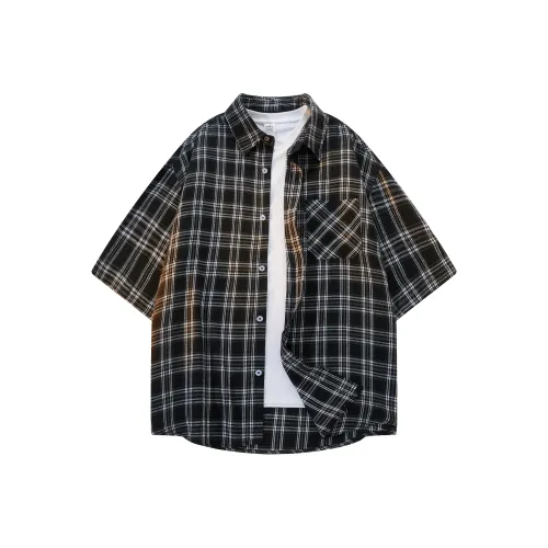 DILANGNIU Черный Короткий Рукав Унисекс Рубашки