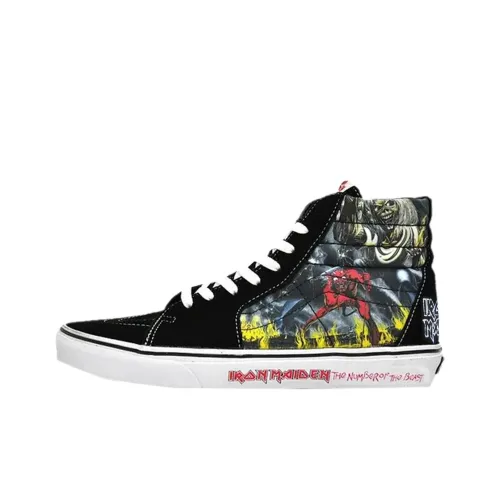 Iron Maiden x Vans SK8 HI Высокие Кроссовки для скейтбординга Мужские Черные Красные