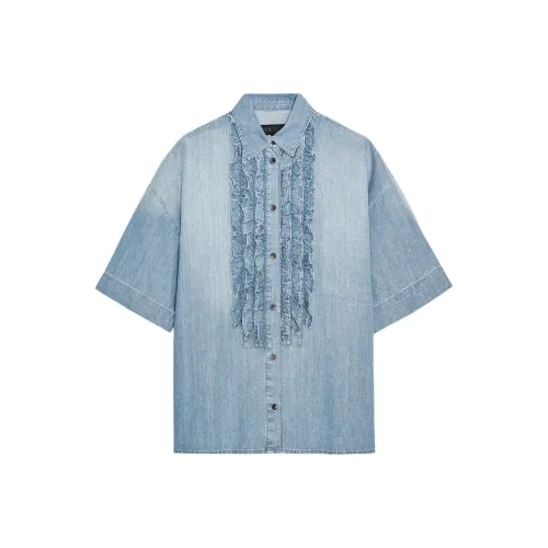 ZARA ZW Series Синие Женские Рубашки