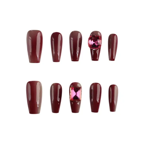 BDQC Утонченный кожа Flattering Невеста Ногти Handcrafted False Nail 25 мм False Nail Средний LADDER Бургунди