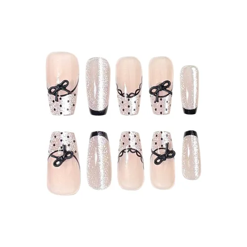 BDQC Beautiful Мягкий Кружево Бант Эксклюзивный False Nail Трапециоид Шампанское Градиентный Французский