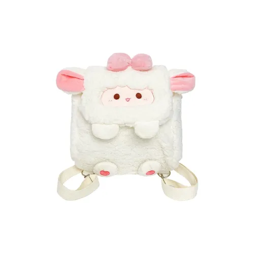 Vack Плюшевый Рюкзак Женский Белый Розовый