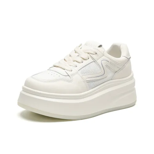 HUANAI Легкие Дышащие Увеличивающие Высоту Низкие Кроссовки для Скейтбординга Женские Бежевые Серебряные