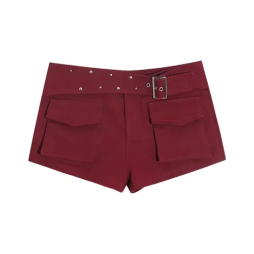 TIBINB Red Женские Джинсовые Шорты