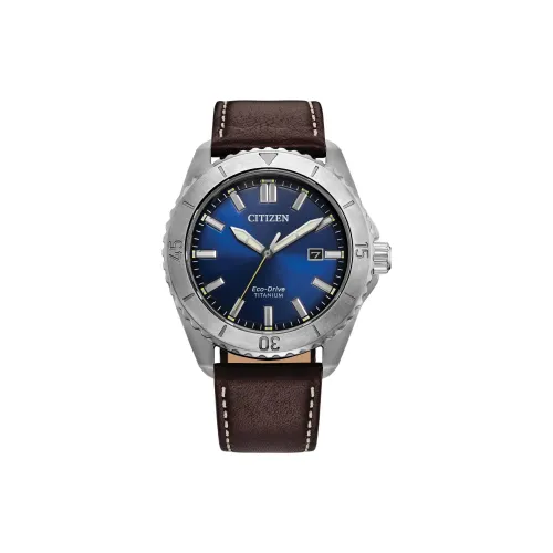 CITIZEN Weekender Collection Светильник Кварцевый механизм Кожаный ремешок Часы 41 мм Мужские часы Синий циферблат