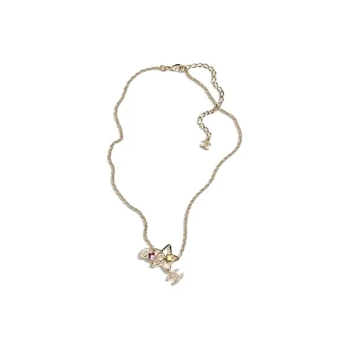 CHANEL Double C Rhinestone Ожерелья Женские Золото