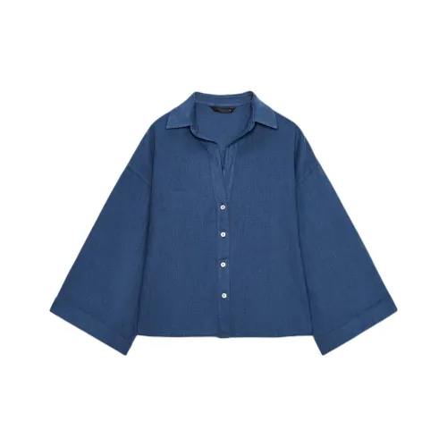 ZARA ZW Series Индиго Женские Рубашки