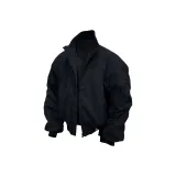 Черный укороченный текстурный мягкий тканевый бомбер