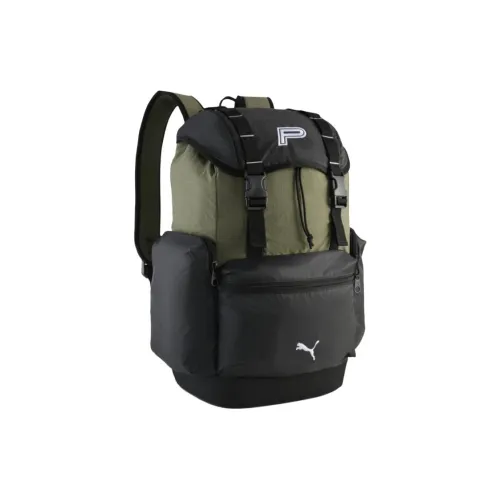PUMA Color Block Design Backpack Unisex Green Black PUMA Цветовой блок Дизайн Рюкзак Унисекс Зеленый и Черный