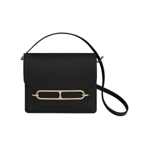 HERMES Roulis Taurillon Clemence Корова Кожа Свинья Нос Сумка Сумка через плечо Женская 89 Черный