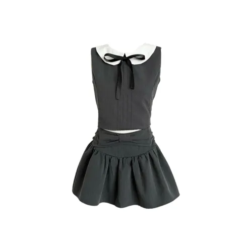 MA JOURNEE Серый Комплект из двух предметов: жилет и юбка, женский