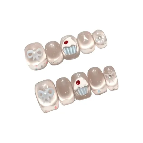 T Z Лето Мороженое Укороченный False Nail Короткий LADDER Румяна Смузи Бант