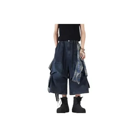 LINGSHI Темно-синие джинсовые шорты унисекс