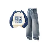 Ди Квадрат Серо-голубой + Однотонный Синий Морская соль