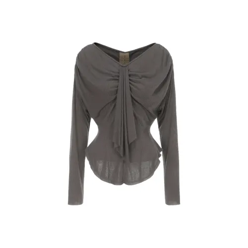 ELYWOOD Vampire Серый Off Плечо Трикотажный топ Трикотаж Женский