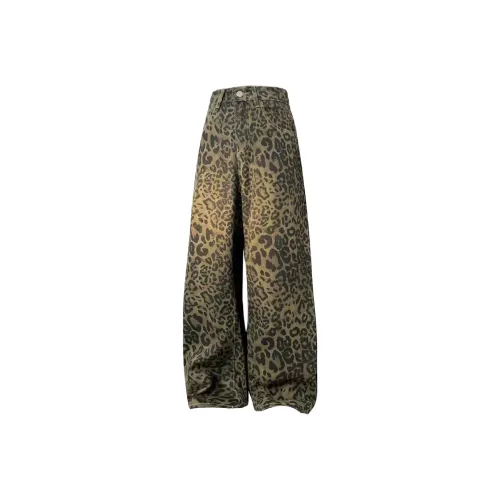 Clog Heel Леопардовый принт Унисекс Джинсы