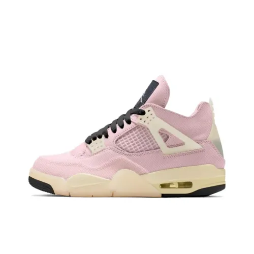 Levis x Jordan Air Jordan 4 Винтажные баскетбольные кроссовки Женские Розовый Желтый