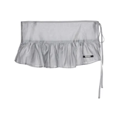 Nick Nicole Отделение Мини Прозрачная Юбка с Риффой_Серый Повседневная Короткая Юбка Женская